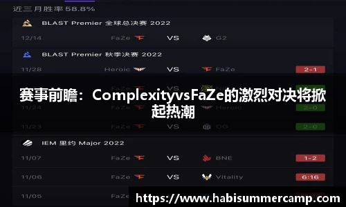 赛事前瞻：ComplexityvsFaZe的激烈对决将掀起热潮